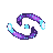 A magic swirl: two glowing sources orbit and leave purple mana that spirals