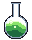 A green potion bubbles in a round flask