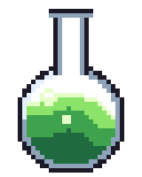 Pixel art bubbling green potion in a flask